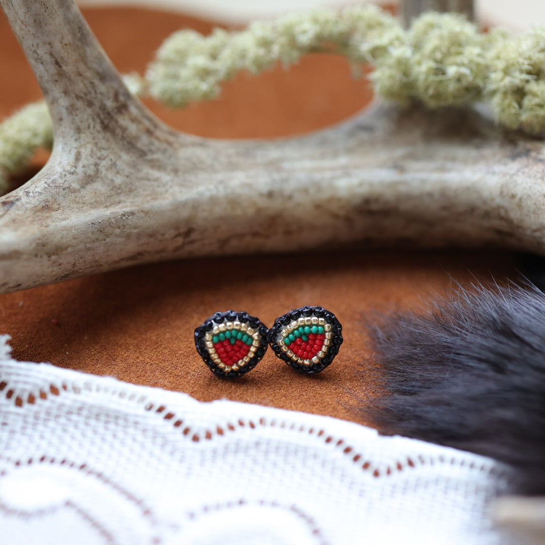 DMD Beadwork Beaded Mini Strawberry Studs
