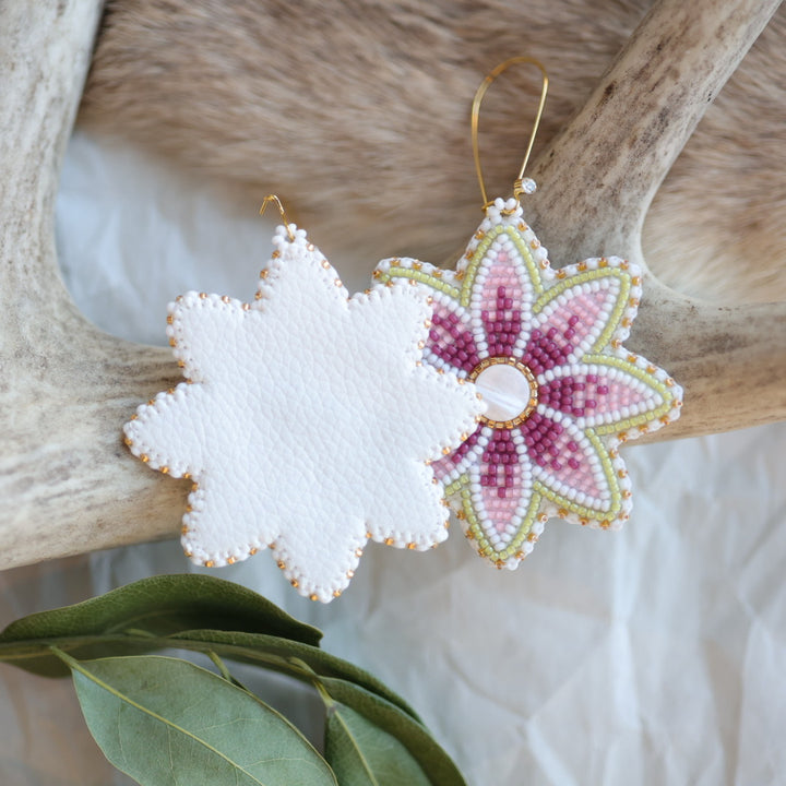 Keegan W. Large Beaded Floral Earrings