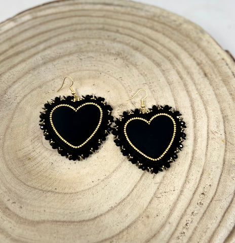 Beth Rose Designs Matte Black Heart Earrings
