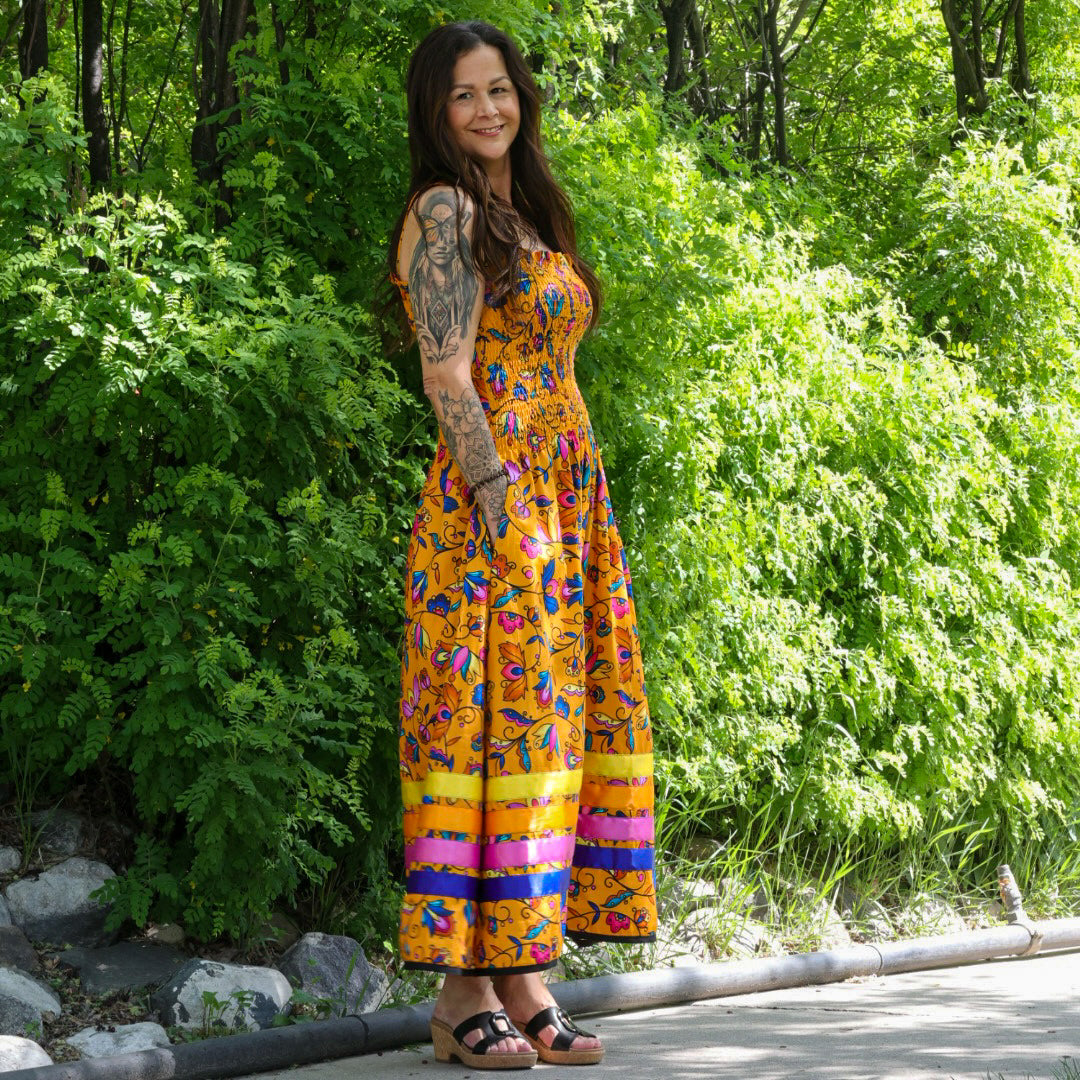 Phoenyx Designs Apricot Floral Ribbon Sundress