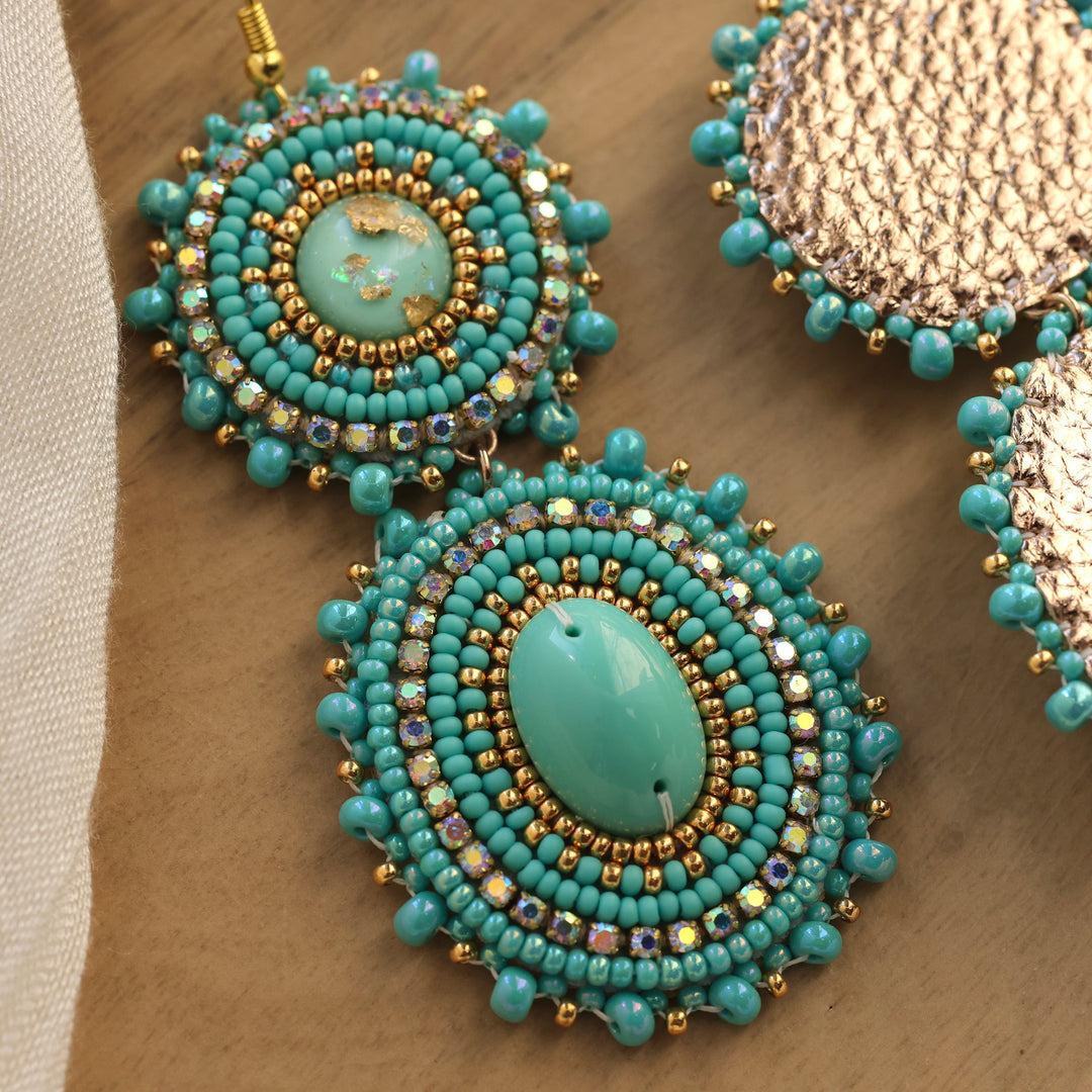Nikki P. Two Tier Turquoise Beaded Earrings