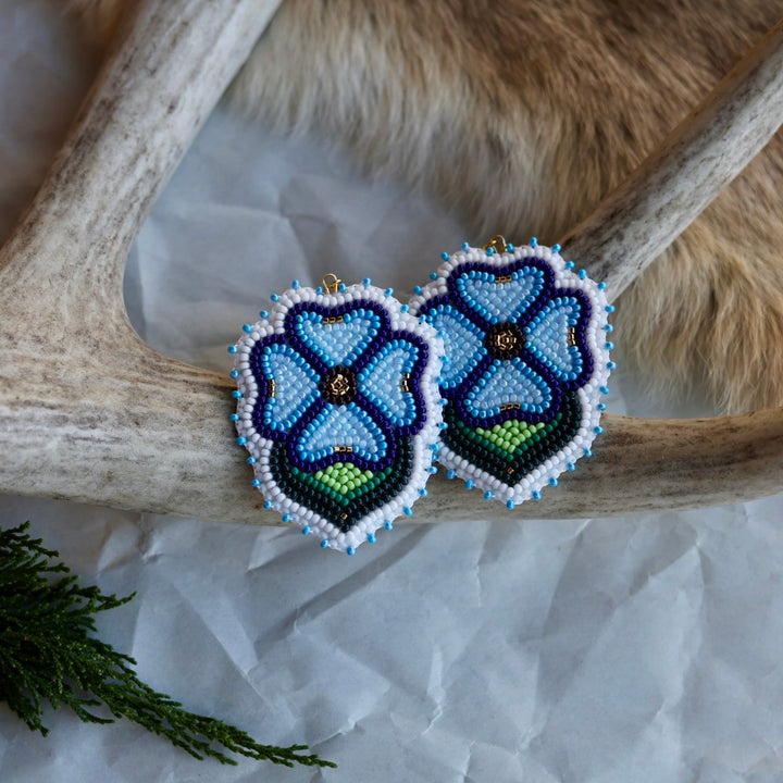 Keegan W. Blue Wild Rose Beaded Floral Earrings