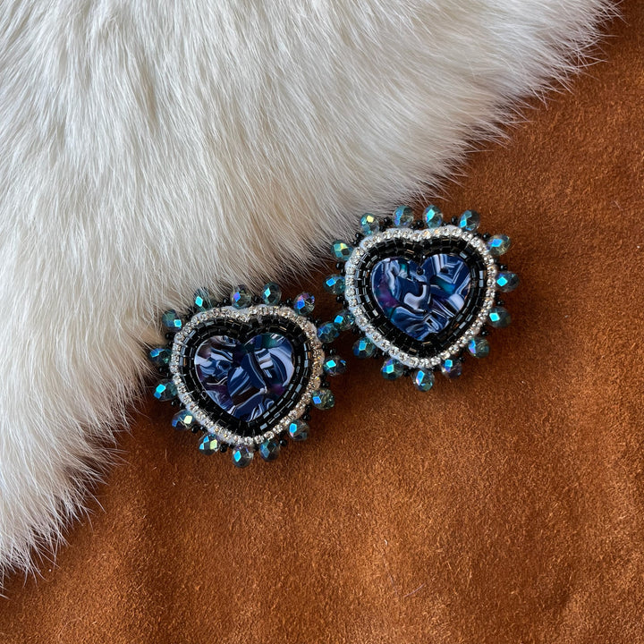 Justine B. Heart Beaded Earrings
