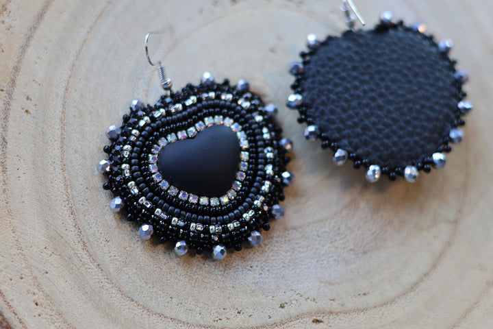 Nikki P. Black Heart Drop Earrings