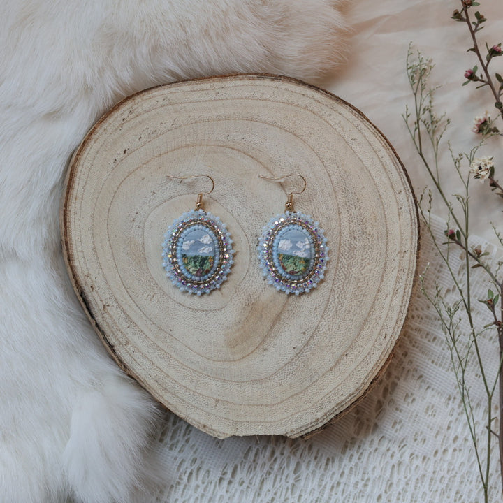 Prairie Moon Prairie Scene Clay Beaded Earrings