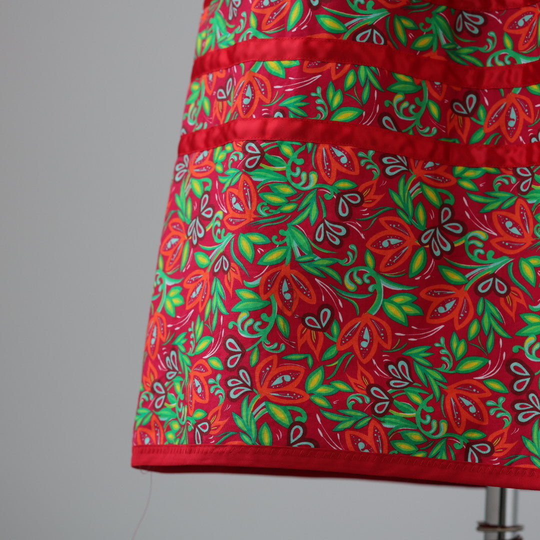 Carol B. Echoes of the Moon Red Floral Ribbon Skirt