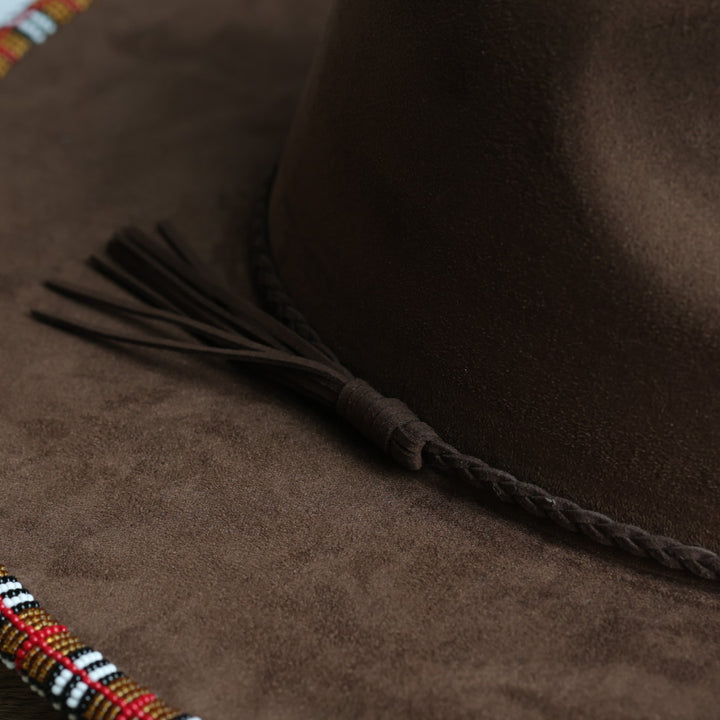 Shelley M. Plaid Beaded Brim Fedora Hat