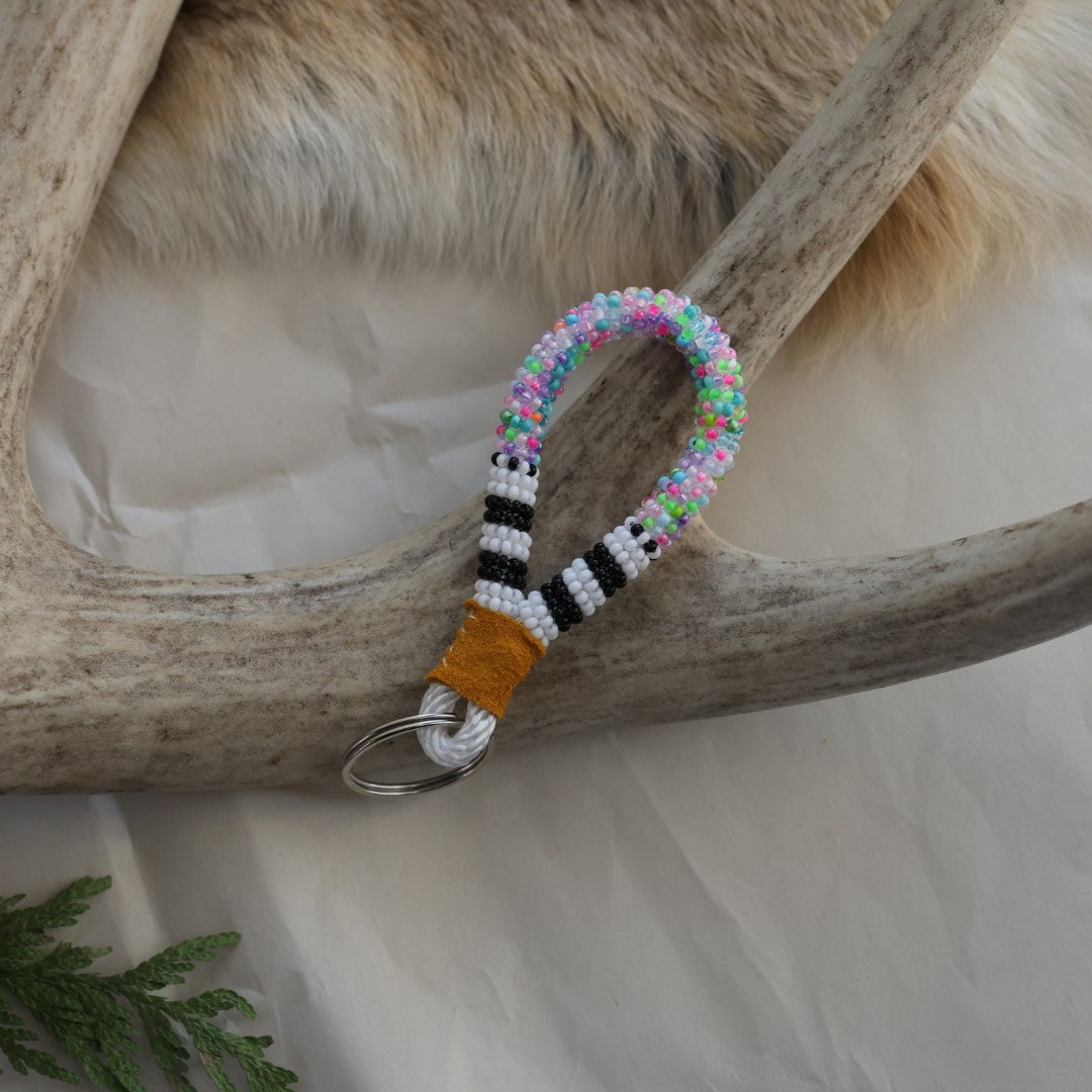 Keegan W. Black and White Stripe Tiny Finger Lanyards