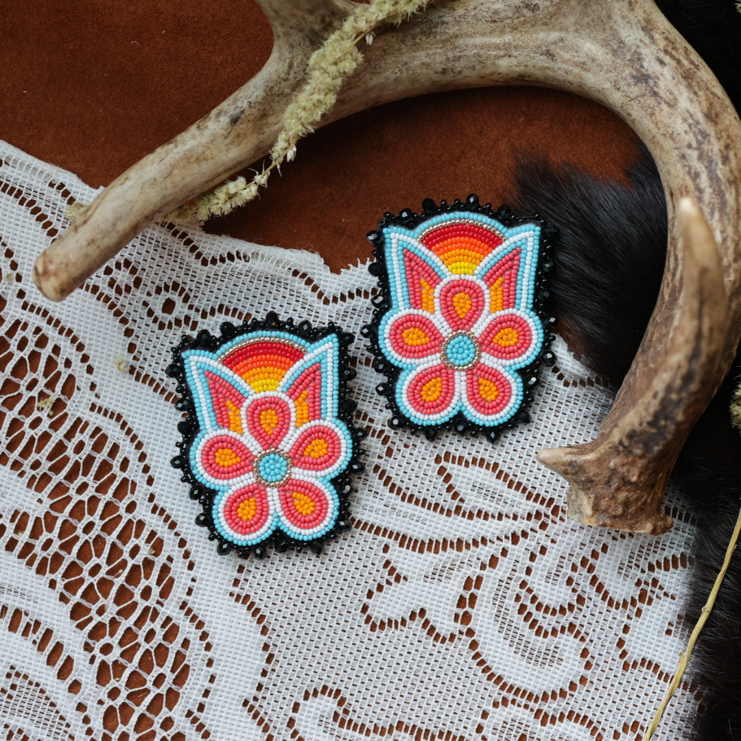 DMD Beadwork Sunset Bloom Beaded Earrings