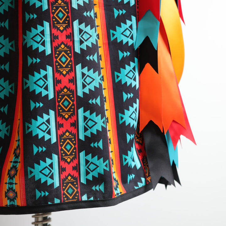 Phoenyx Designs Turquoise & Orange Geometric Ribbon Skirt & Belt
