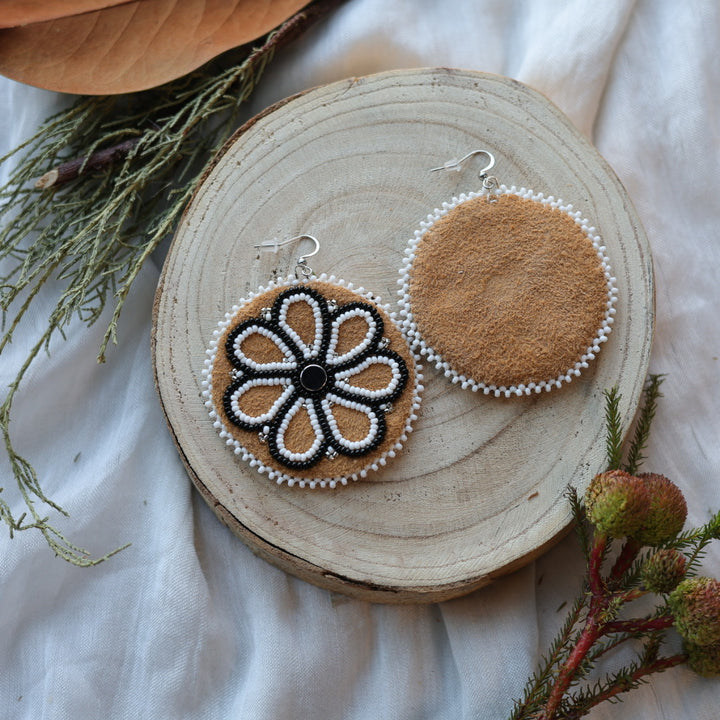 Boreal Forest Beads Floral Beaded Moose Hide Earrings