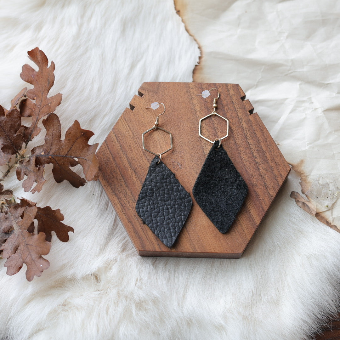 1885 Leather Co. Hexagon Drop Earrings