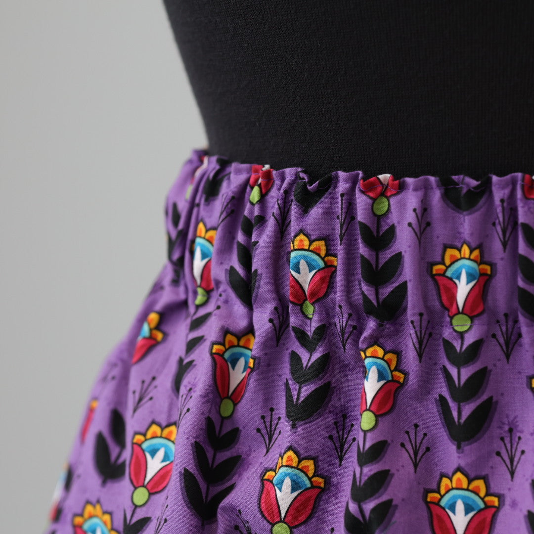 Carol B. Purple Blossoming Floral Ribbon Skirt