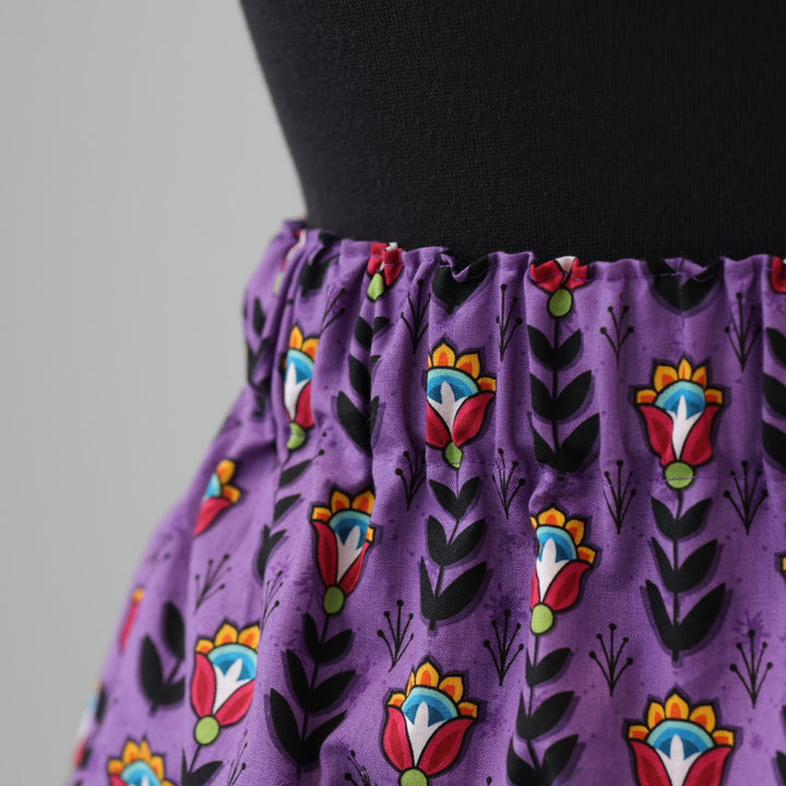 Carol B. Purple Blossoming Floral Ribbon Skirt