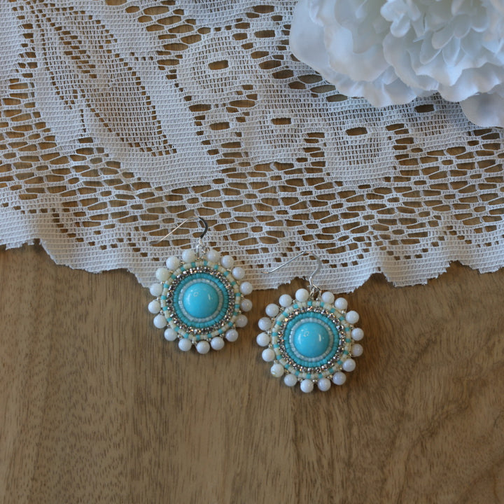 Emmiline Beadz Aqua Dyed Jade Beaded Earrings