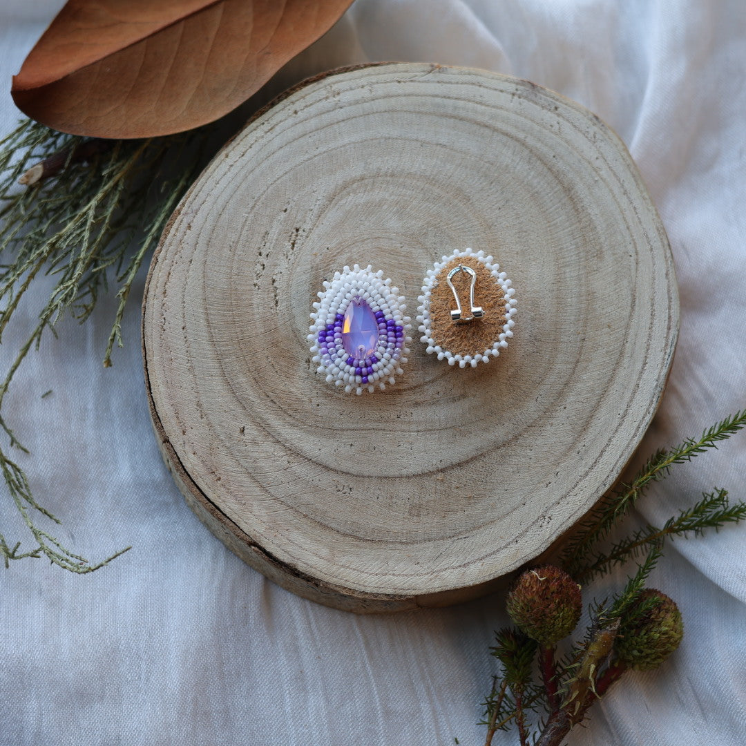 Boreal Forest Beads Gem Teardrop Beaded Earrings