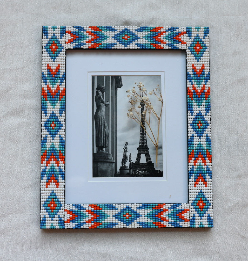 Beaded Frames By Elsie 8"x10" Orange & Blue Beaded Frames