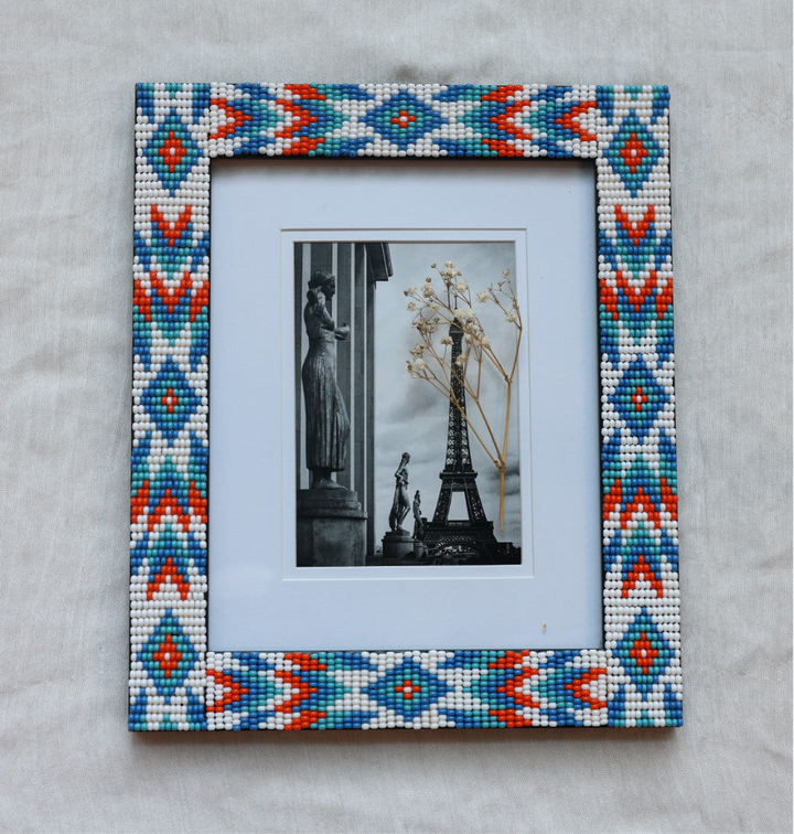 Beaded Frames By Elsie 8"x10" Orange & Blue Beaded Frames