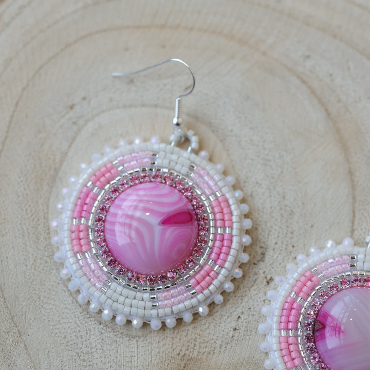 Sweetgrass Woman Creations Pink Beaded Earrings