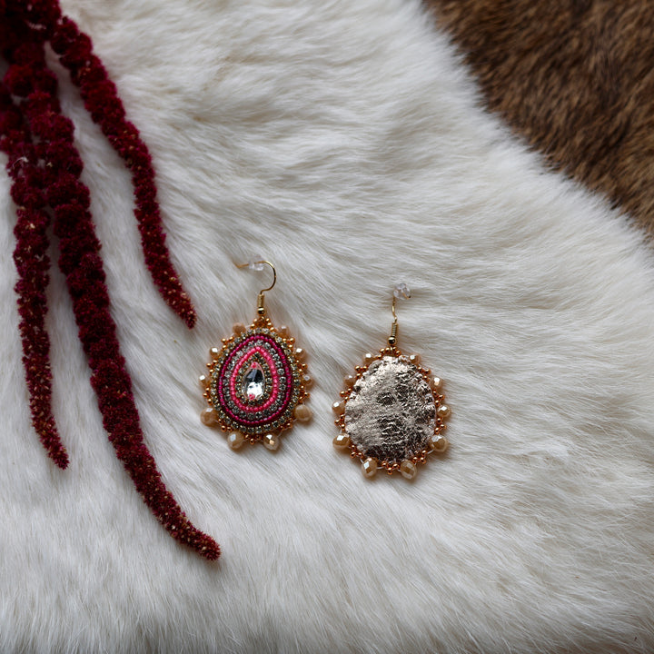 Mercedes G. Bright Pink and Magenta Teardrop Gem Earrings