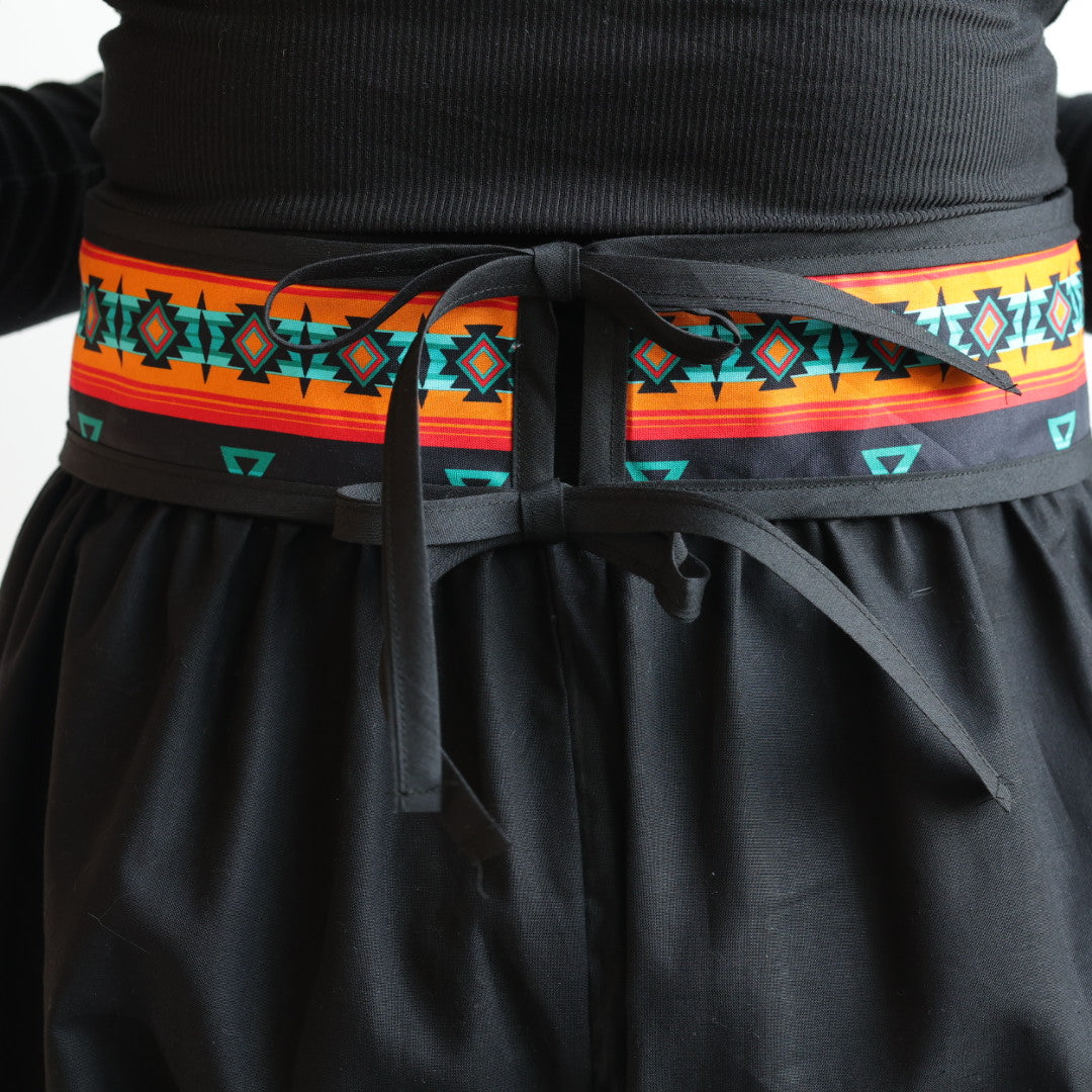 Phoenyx Designs Turquoise & Orange Geometric Ribbon Pants & Belt