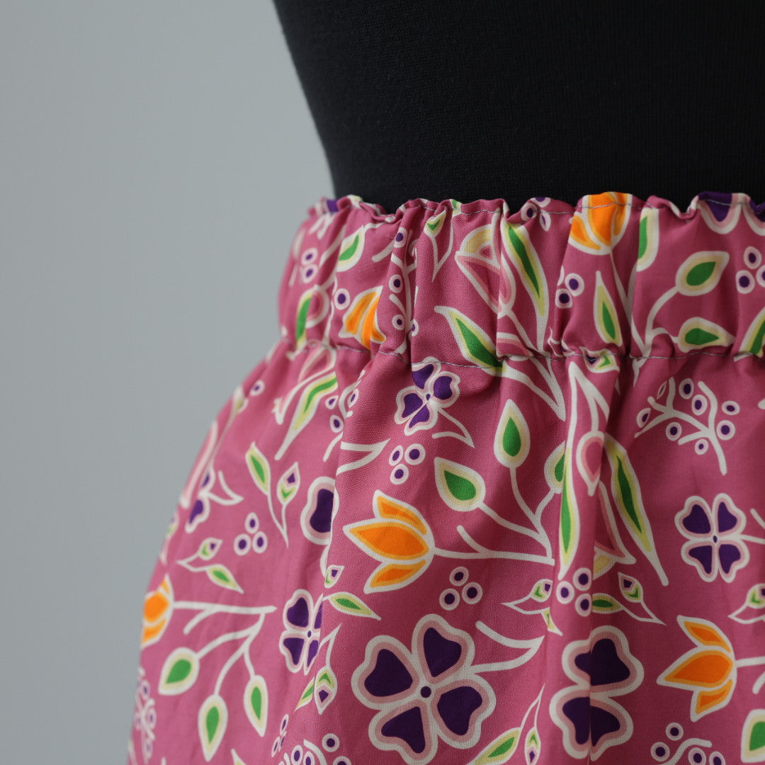 Carol B. Pink Floral Ribbon Skirt