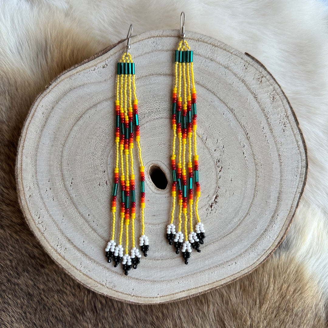 Mary Ann K. Fringe Earring with Feather Detail