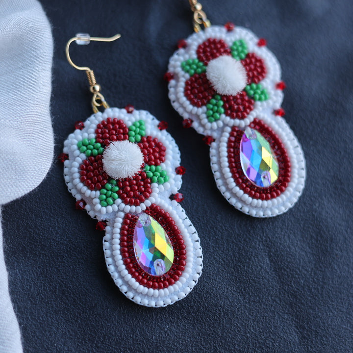 Beth Rose Designs Floral Tufted Gem Drop Earrings