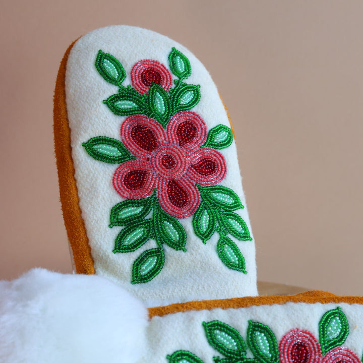Emily J. Canvas & Sheep Shearling Moose Hide Mittens
