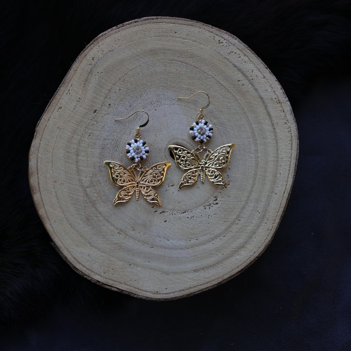 Helen Oro Designs Beaded Butterfly Charm Earrings