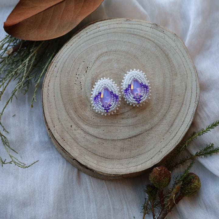 Boreal Forest Beads Gem Teardrop Beaded Earrings