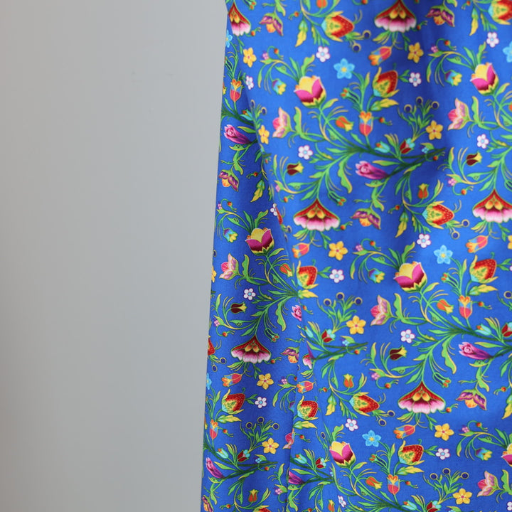 Vi's CREE-ations Royal Blue Berry Blossom Traditional Skirt