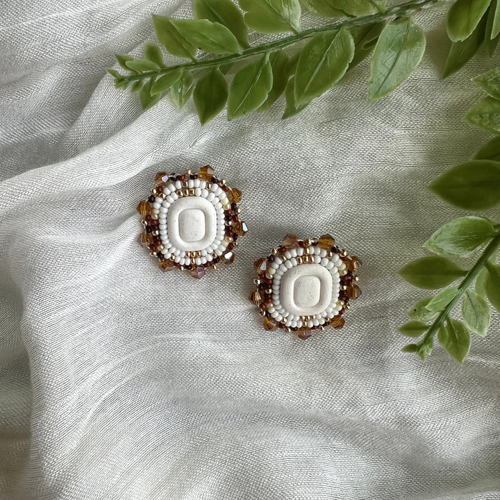 Prairie Beads Small Neutral Beaded Earrings