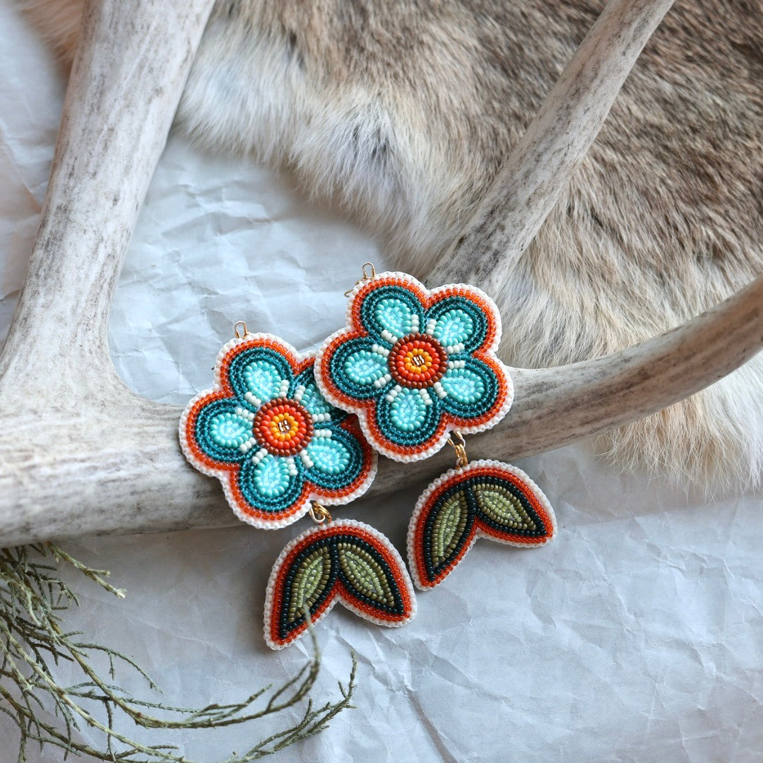 Keegan W. Tiered Five Petal Flower Earrings