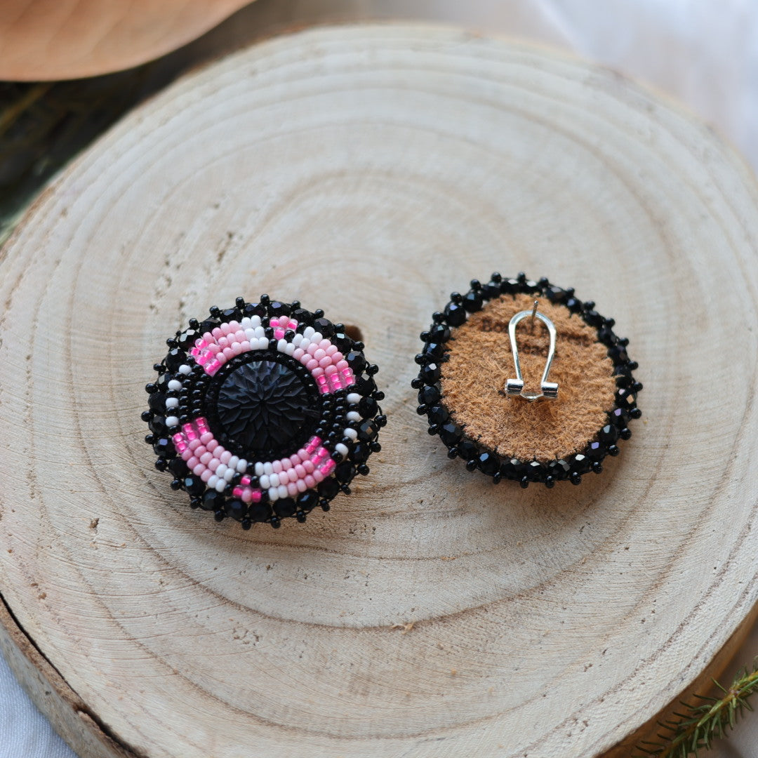 Boreal Forest Beads Beaded Round Earrings