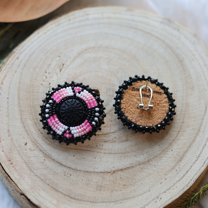 Boreal Forest Beads Beaded Round Earrings