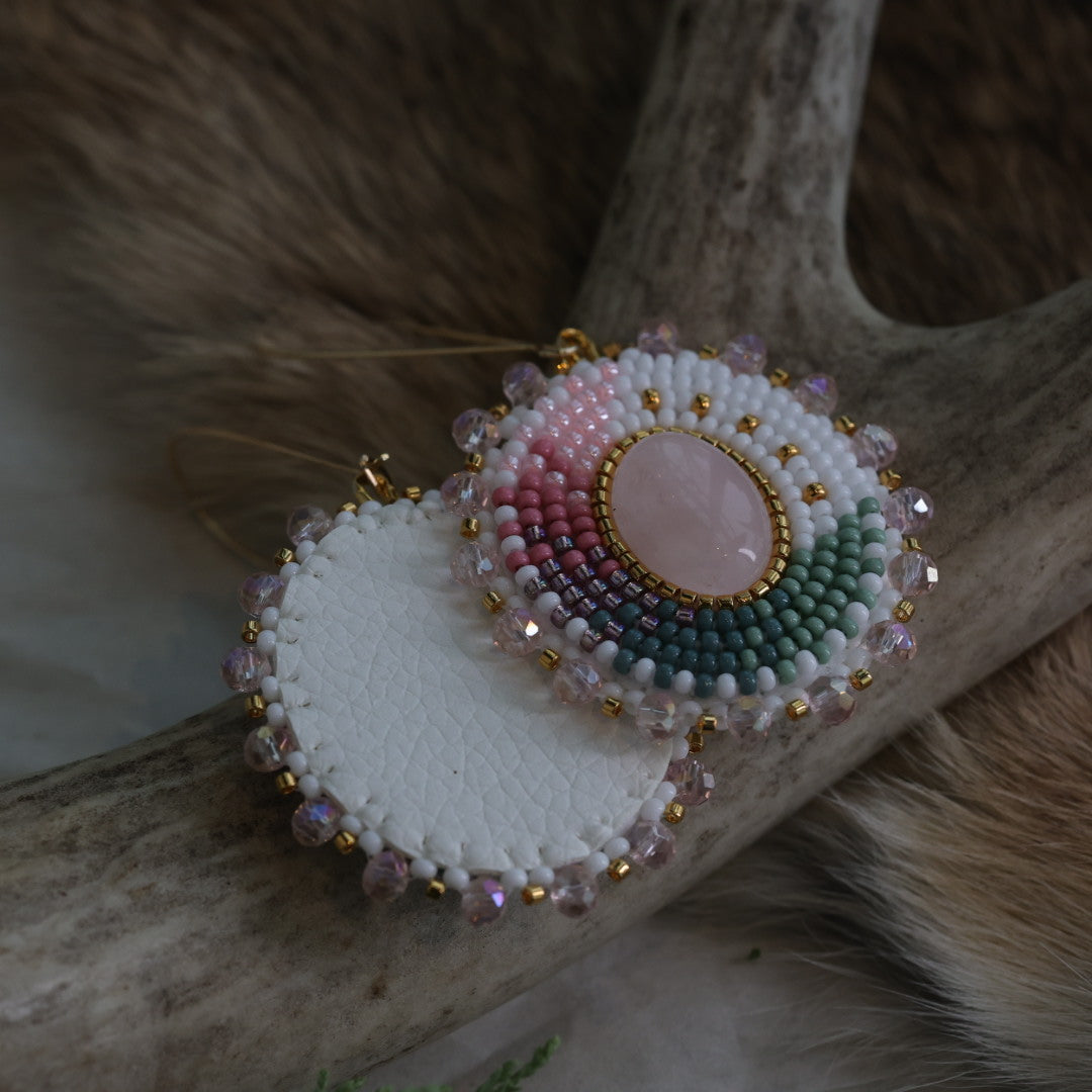 Keegan W. Rose Quartz Stone Beaded Earrings