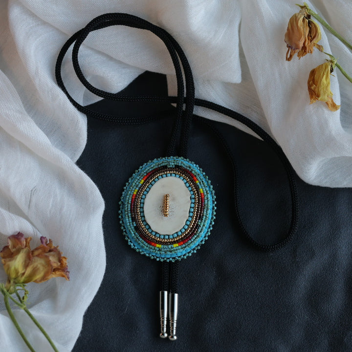 Beth Rose Designs Turquoise & Antler Beaded Bolo Tie