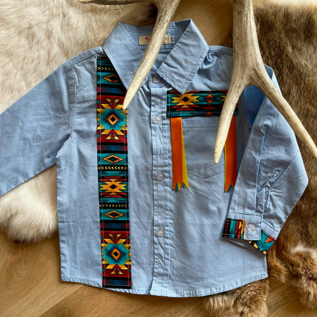 Vi's CREE-ations Blue Infant Ribbon Shirt