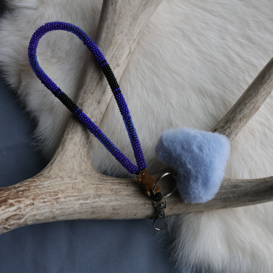 Morine M. Beaded Fur Charm Wrist Lanyard