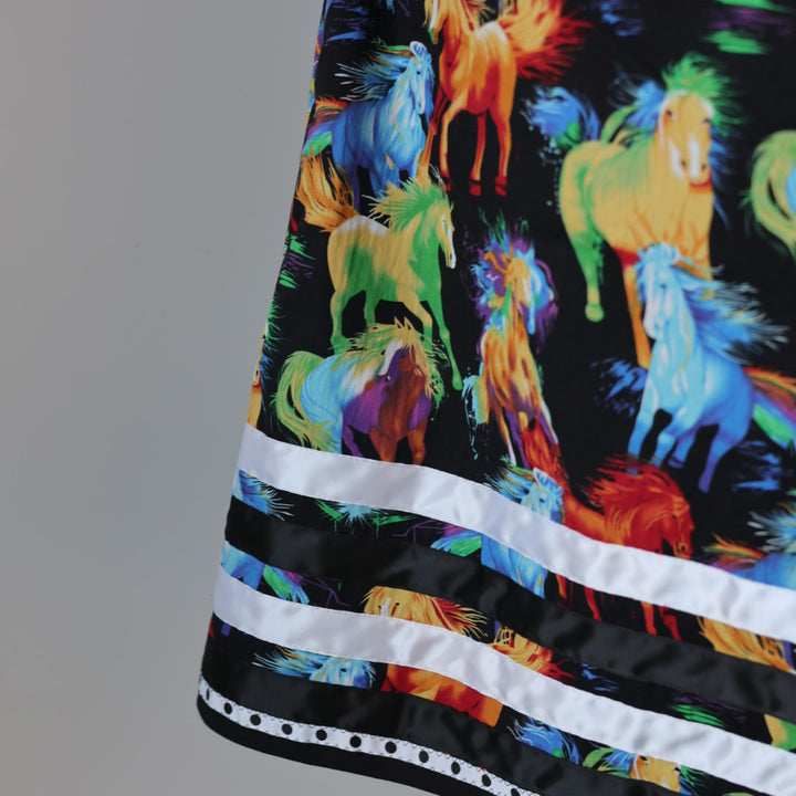 Carol B. Rainbow Horse Ribbon Skirt