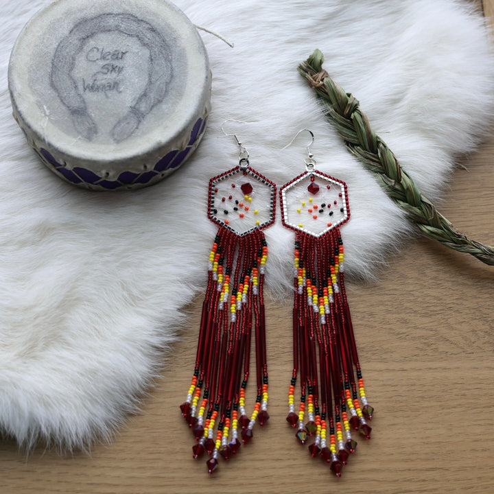 Clear Sky Woman Dreamcatcher Fringe Earrings
