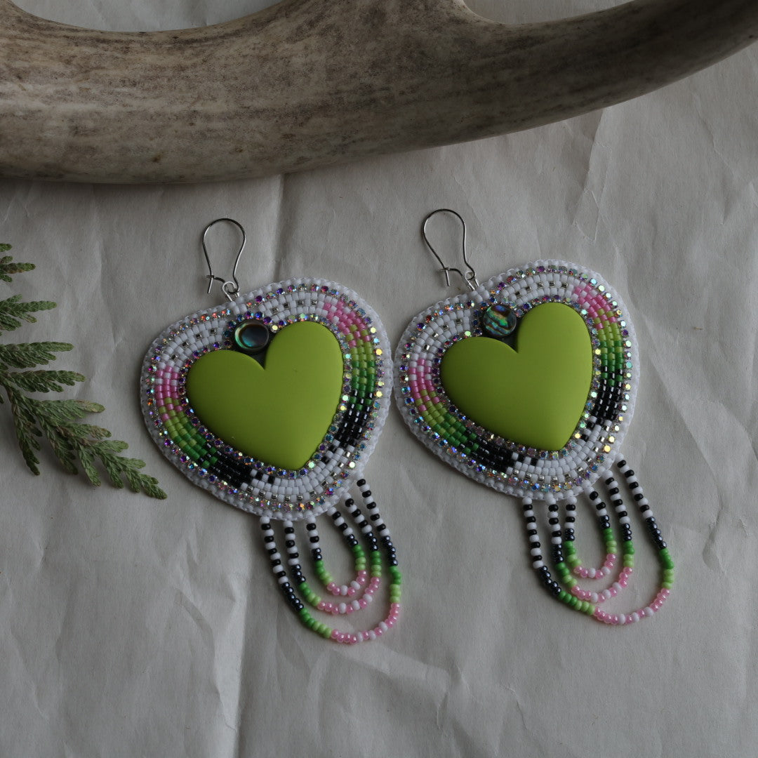 Keegan W. Beaded Heart Earrings