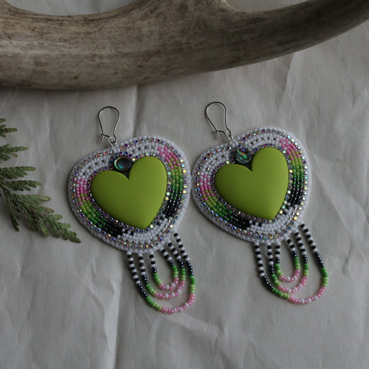 Keegan W. Beaded Heart Earrings