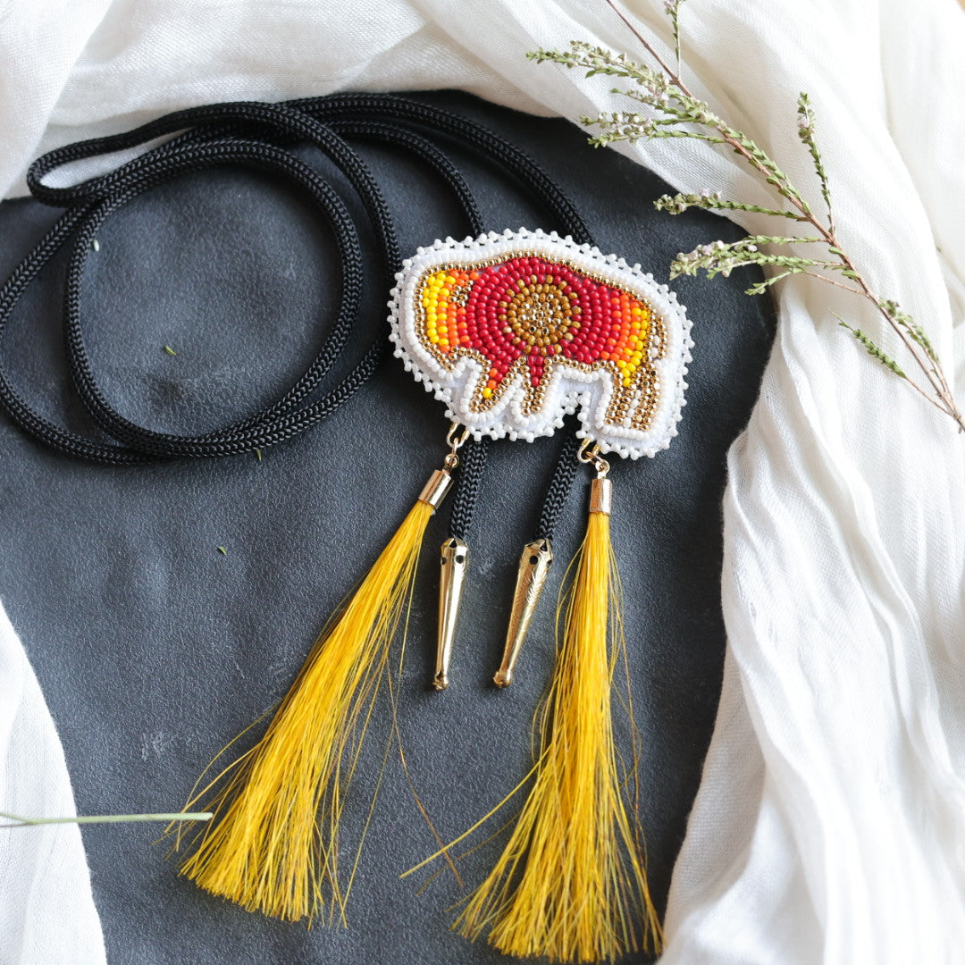 Beth Rose Designs Beaded Bison Bolo Tie