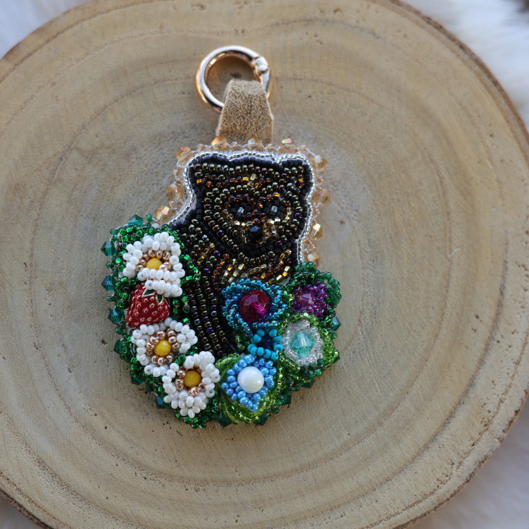 Mercedes G. Bear Meadow Beaded Keychain