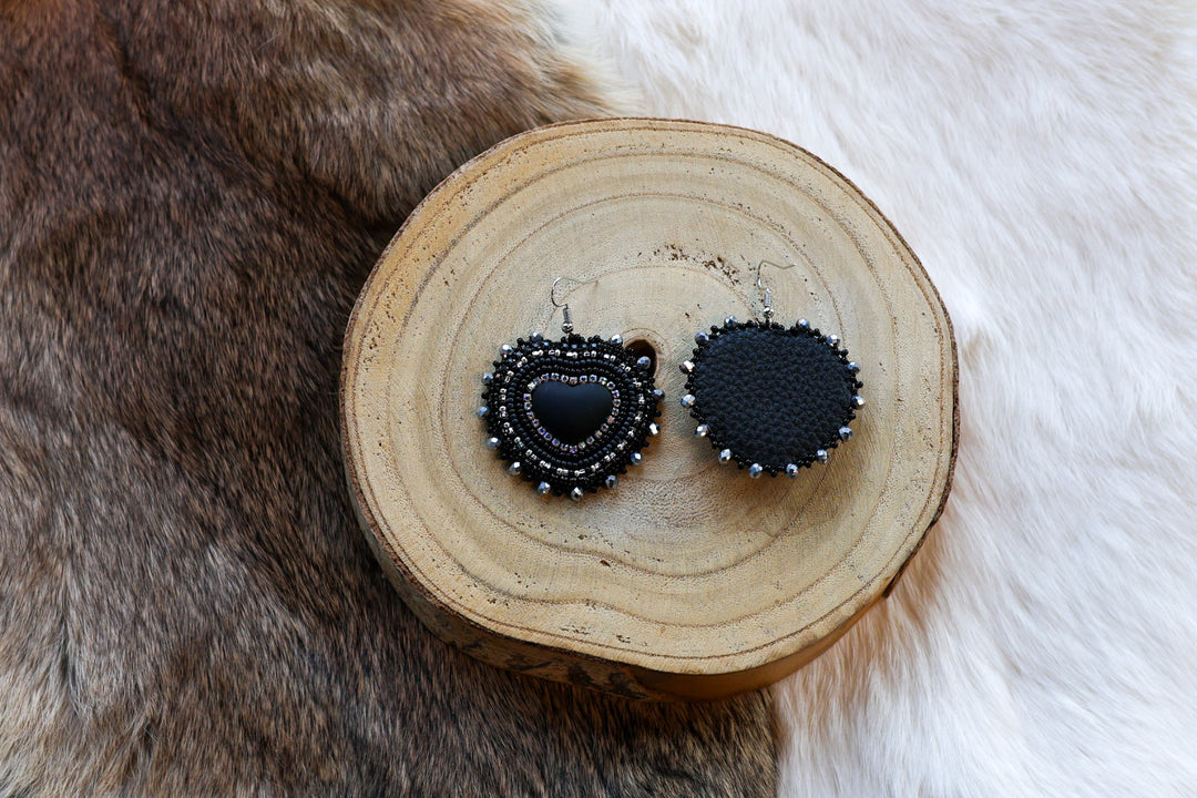 Nikki P. Black Heart Drop Earrings