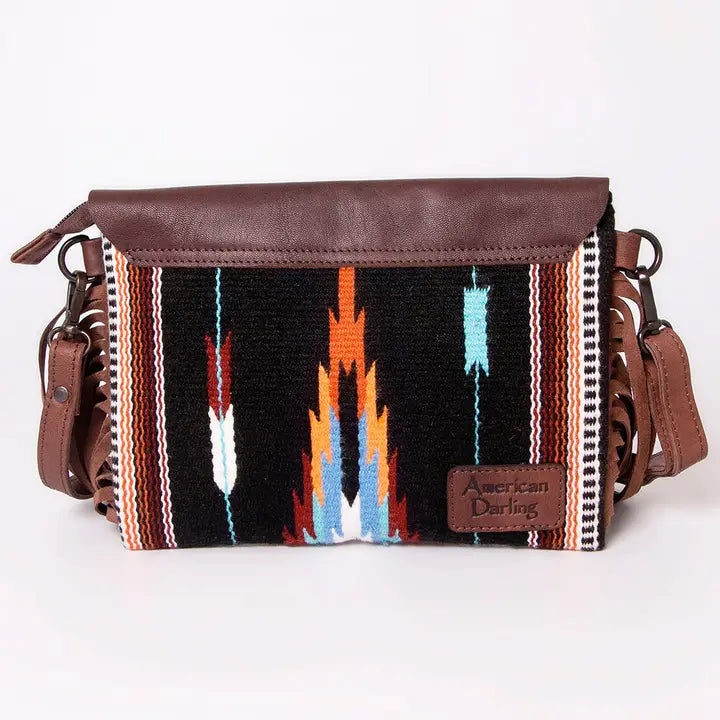 LS Western Saddle Blanket & Leather Crossbody Bag