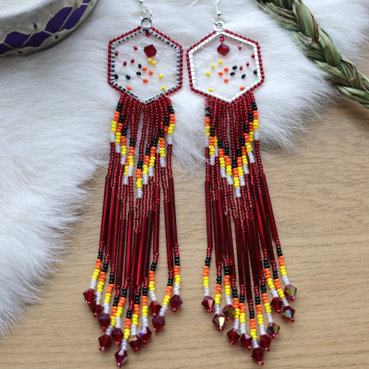 Clear Sky Woman Dreamcatcher Fringe Earrings
