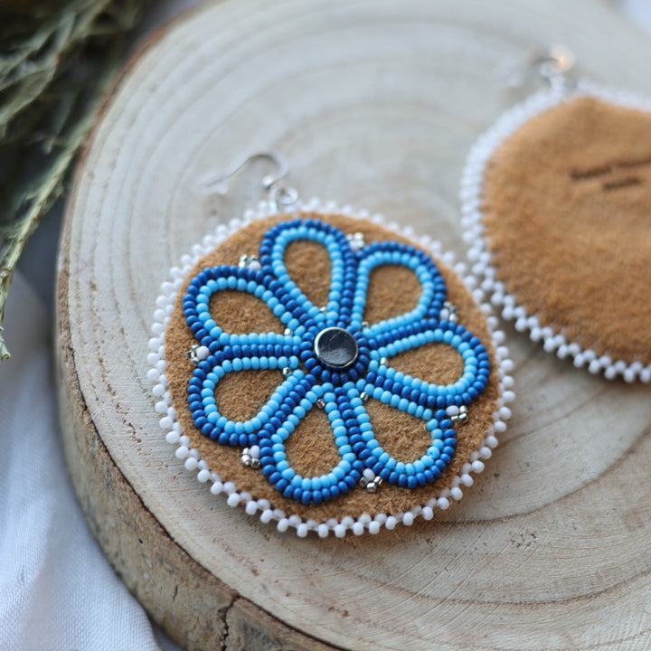 Boreal Forest Beads Floral Beaded Moose Hide Earrings